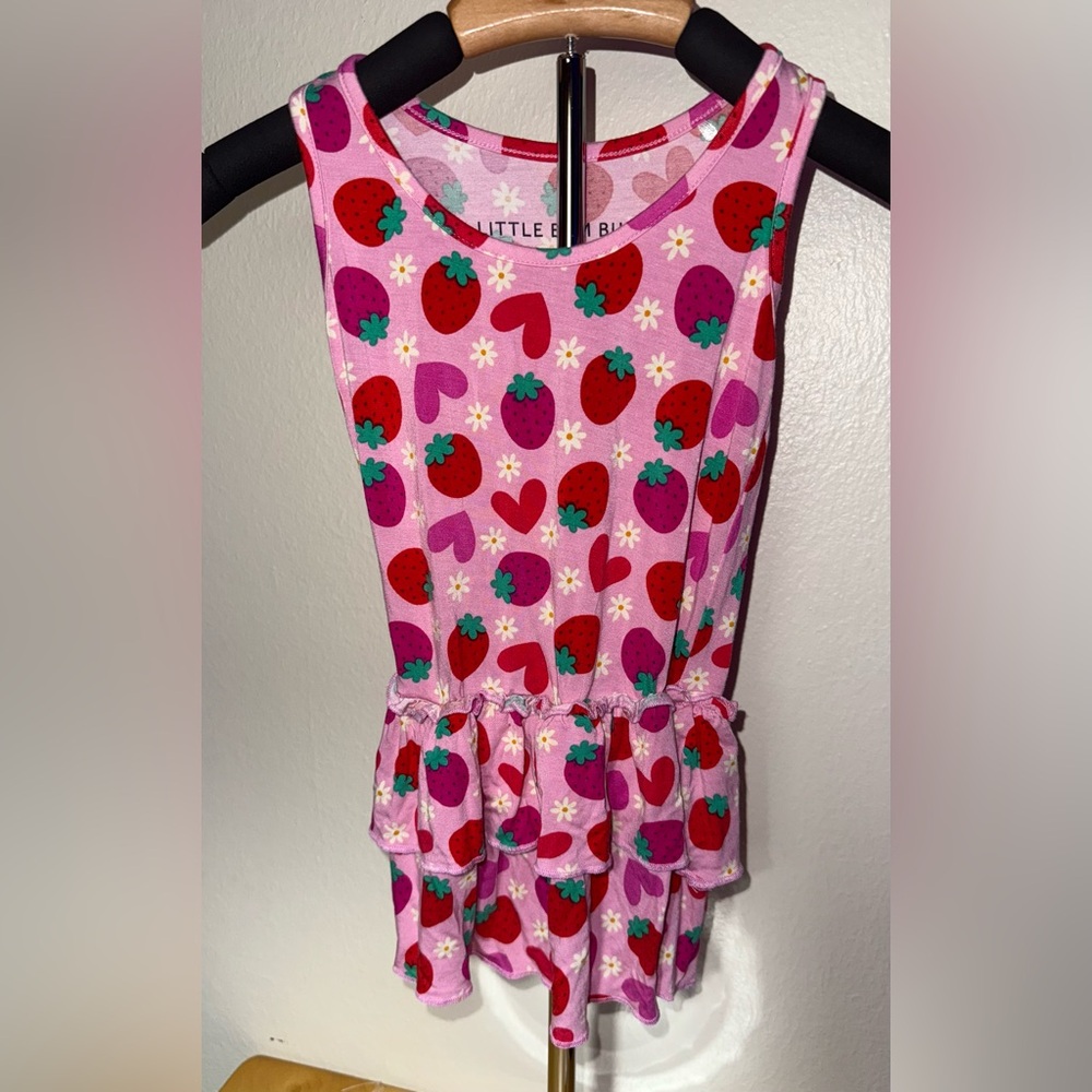 Little Bum Bums bamboo viscose strawberry ruffle dress, size 3T